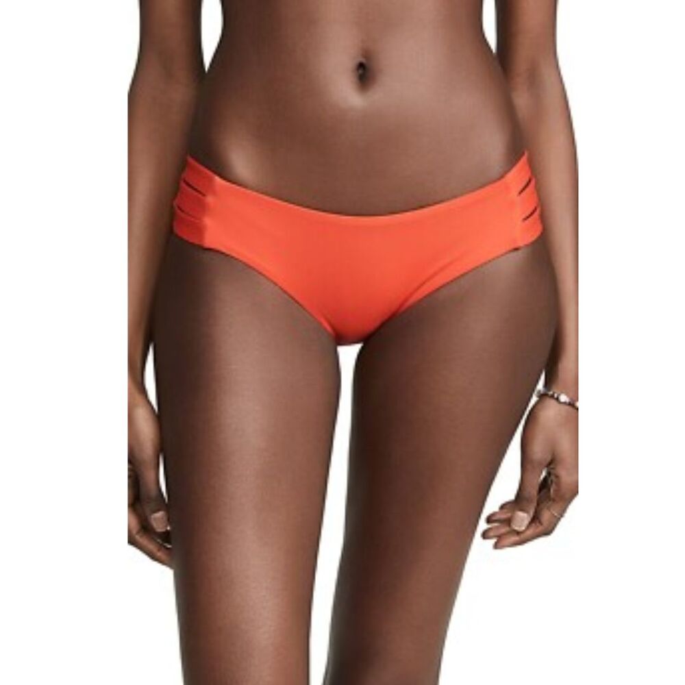 Vitamin A Emelia Triple Strap Bikini Swim Bottom Knit Paprika Orange NWT 8 Med